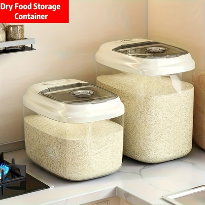 Large-capacity plastic rice container—a great helper for kitchen storage.