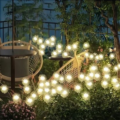 Solar-powered dandelion garden light, 6-head warm white LED light