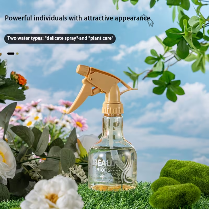 A handheld spray bottle with an ergonomic grip and precision nozzle.