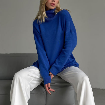 women sweater pullover knitwear winter high neck cotton knitted designer knit sweater