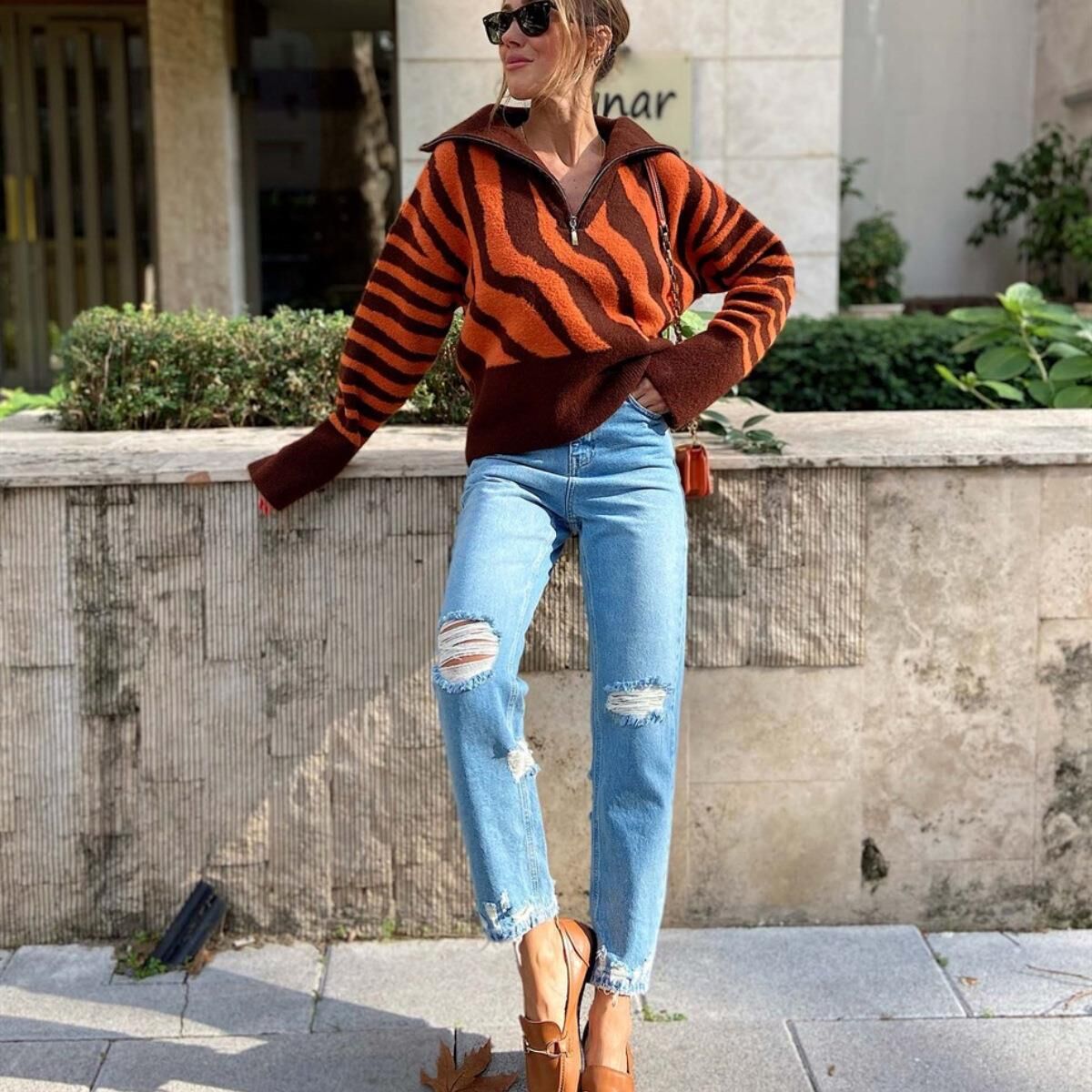 autumn winter thicken half collar Zipper knitwear pullover loose casual color blocking sweater mujer 2026