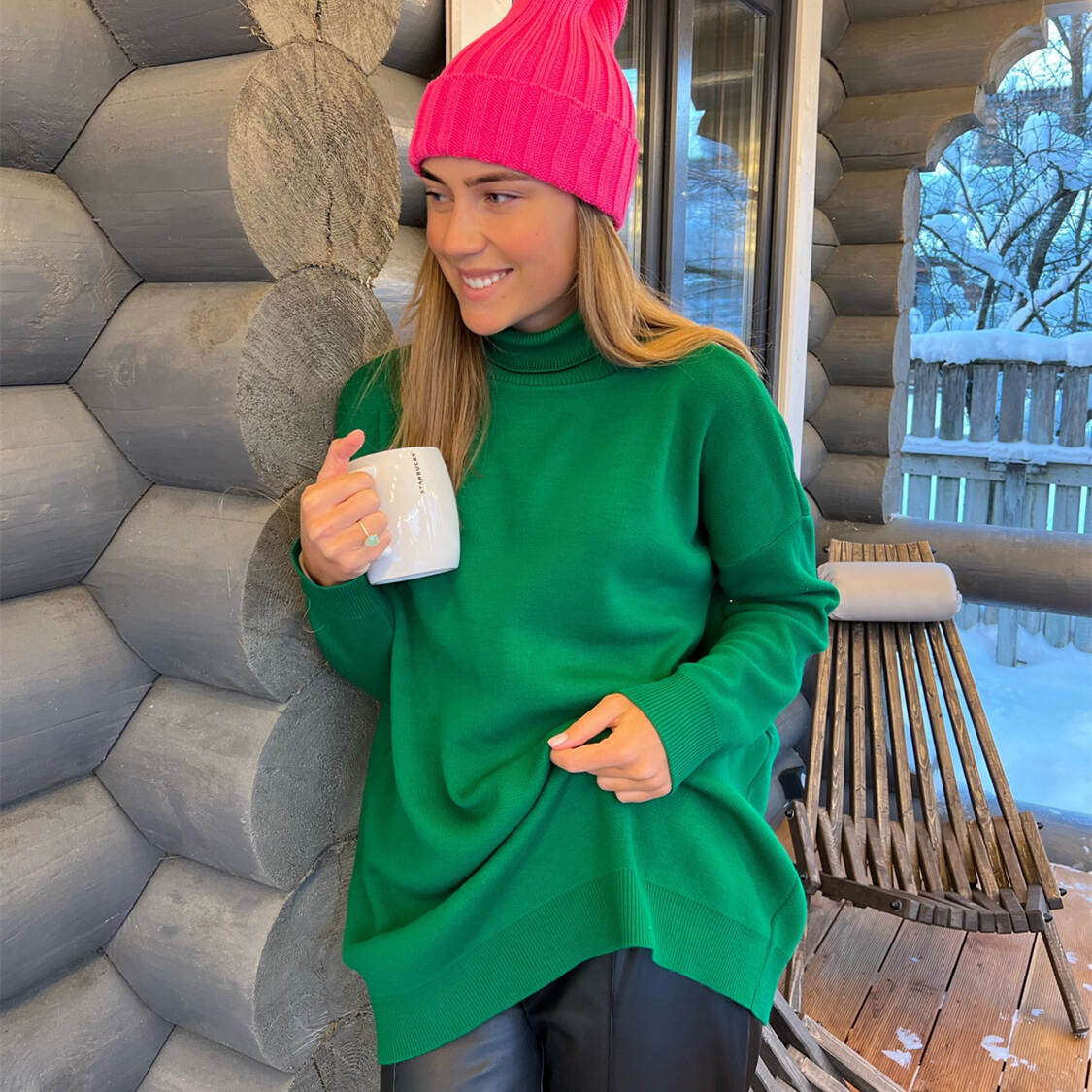 casual knitwear solid color turtleneck long women oversize elegant sweaters