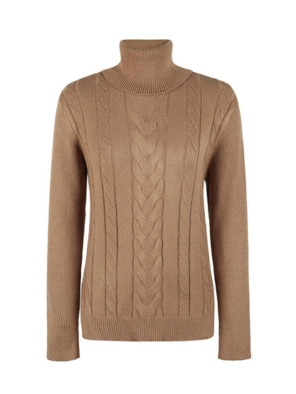 autumn winter thicken twisted knitwear solid color casual vintage turtleneck women warm sweaters
