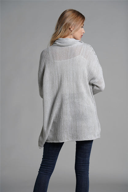 New arrival rolled collar jumper casual loose pure color winter autumn long sleeve women sweaters