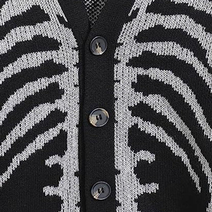 knitwear single-breasted v neck jacquard knitted sweaters oversize skull halloween cardigans women