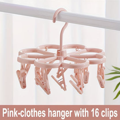 360-degree rotating stocking bra clothes rack with 16 clips