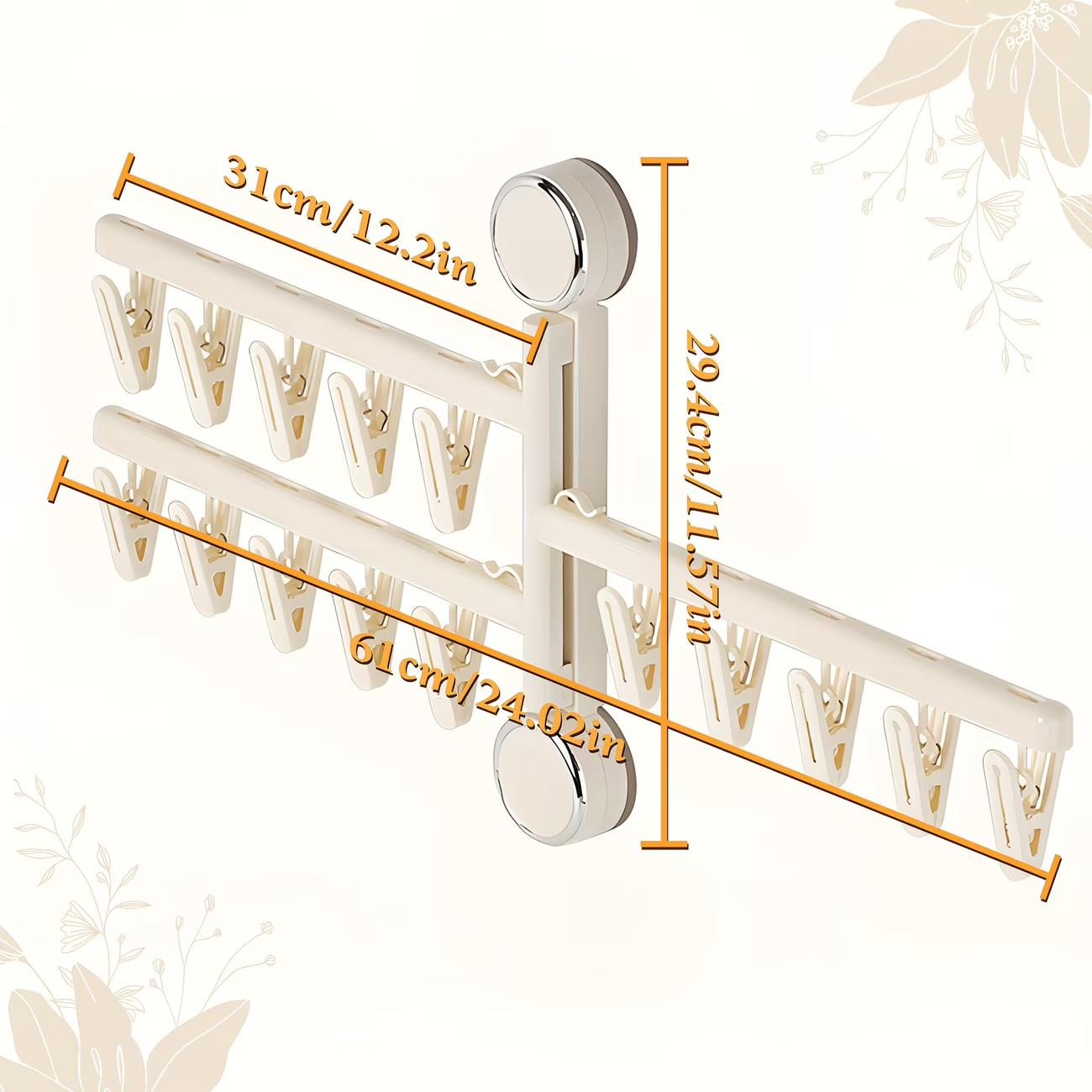 Foldable wall-mounted clothes rack with strong suction cups, saving space.